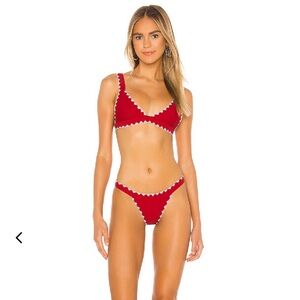 Revolve Lovers + Friends Red Adrift Crochet Bikini Top & Bottom